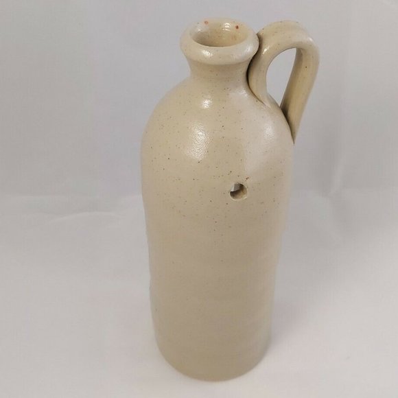 Vtg Pottery Salt Glaze Blue Candle Jug/Hurricane Lamp 8.5" country cottage core - Picture 3 of 6